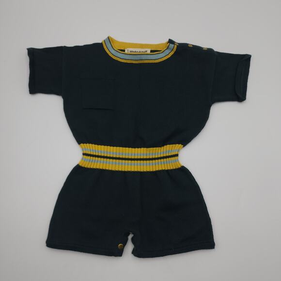 Misha & Puff Keyboard Knit Short Sleeve Playsuit in Green Size 0-6 Months